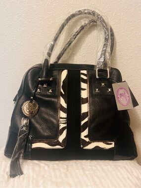 Sharif Black Zebra Satchel NWT and Dust Bag
